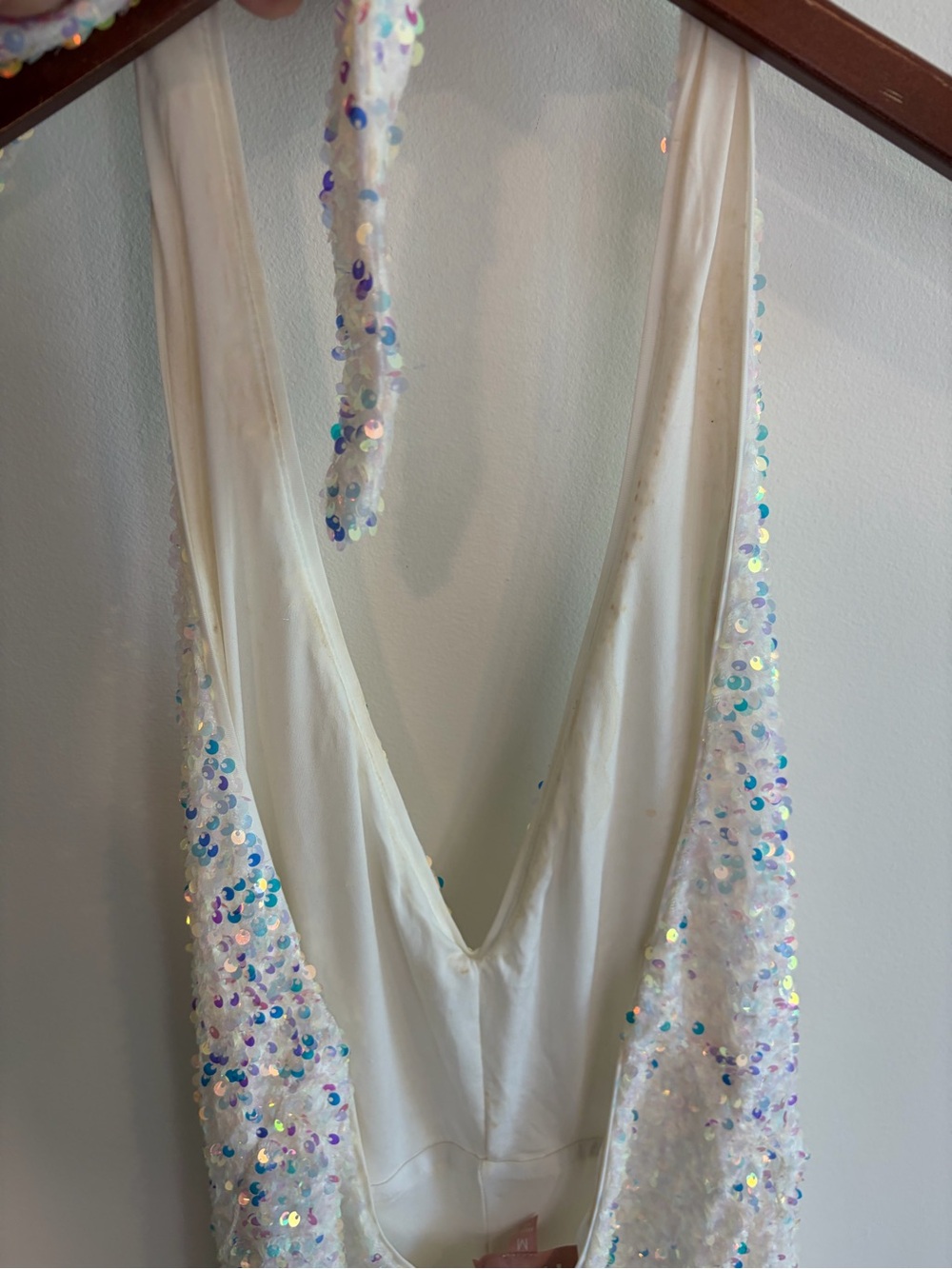Show Me Your MuMu StudioHalter Jumpsuit - White Sequins Size Medium - Picture 12 of 16